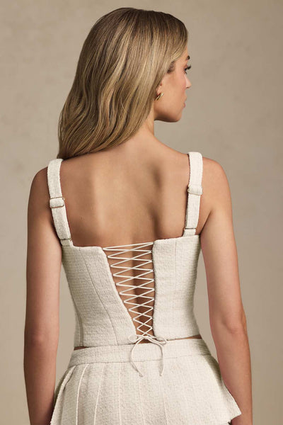 Nami Lace-Up Corset Top in Ivory