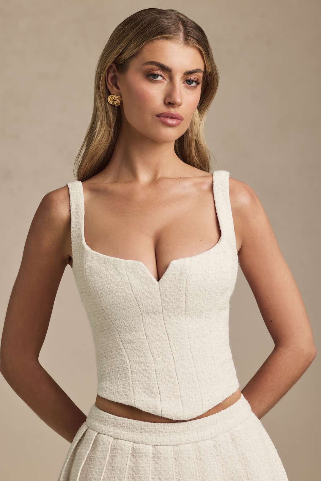 Nami Lace-Up Corset Top in Ivory