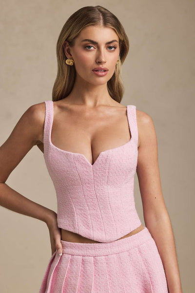 Nami Lace-Up Corset Top in Soft Pink