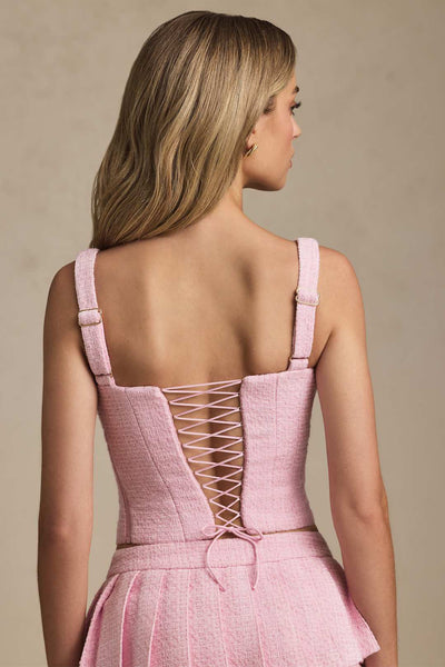 Nami Lace-Up Corset Top in Soft Pink