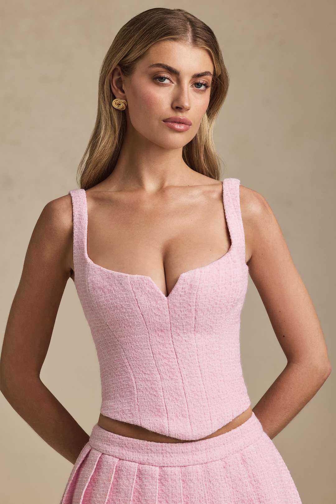 Nami Lace-Up Corset Top in Soft Pink