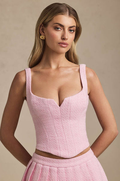 Nami Lace-Up Corset Top in Soft Pink