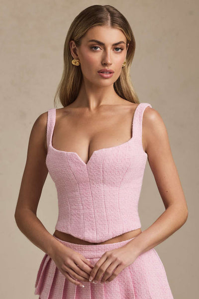Nami Lace-Up Corset Top in Soft Pink